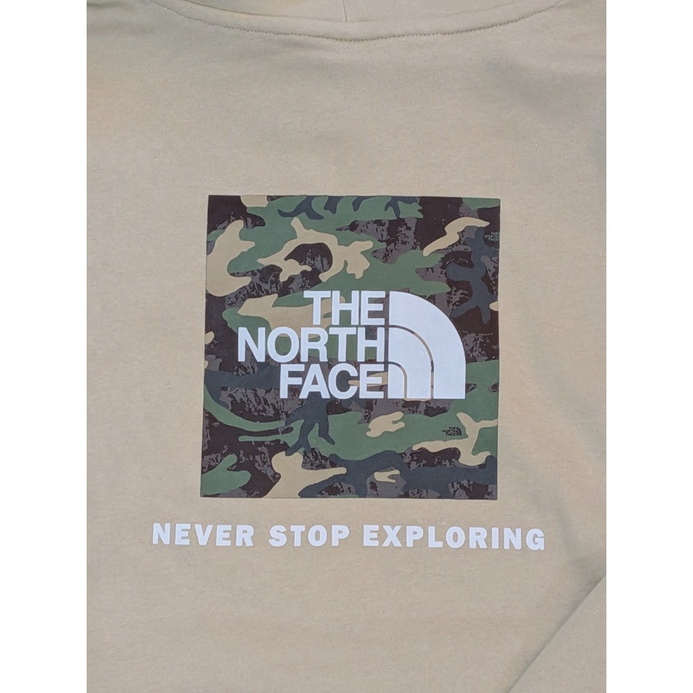 NWT The North Face Mens M Box NSE Pullover Hoodie Sandhill Tan Camo Logo
